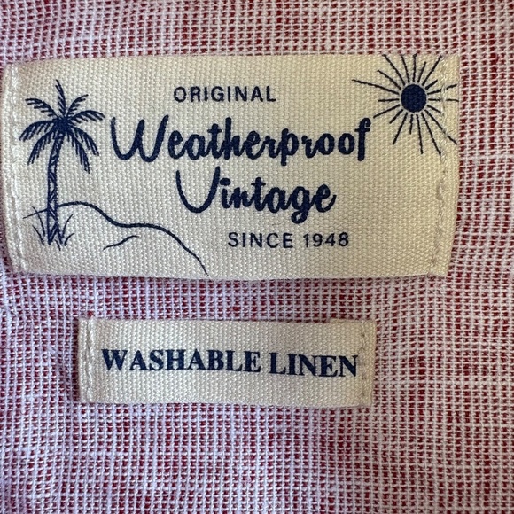 Weatherproof Vintage Linen/Cotton Short Sleeve Shirt, Light Red/Pink Medium NWT - Picture 12 of 15